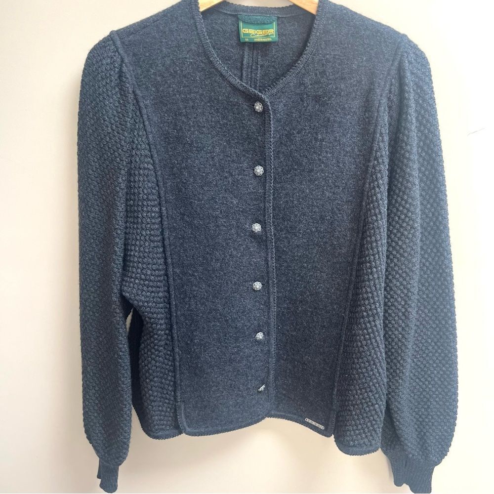 Gieger Charcoal Button-Front Sweater Jacket